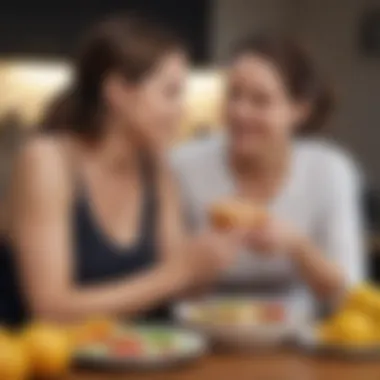 Embracing Nutritious Choices Together Motivating Wife with Healthy Meal