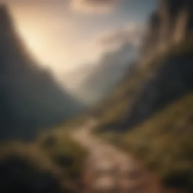 Journey of Triumph Over Adversity A mountain with a winding path showing progress and overcoming obstacles
