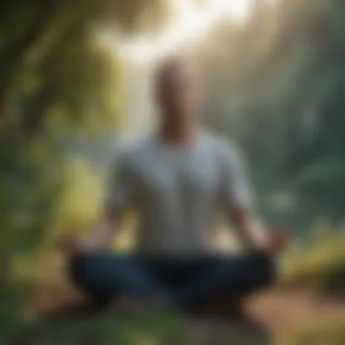 Mental Wellness for Weight Management A peaceful setting illustrating a person meditating amid nature, representing mental well-being.