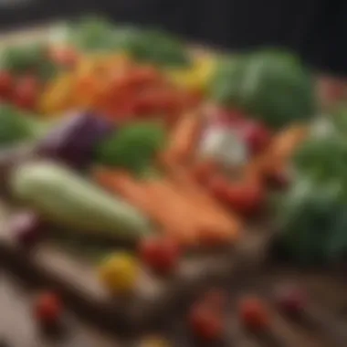 Fresh organic vegetables assortment on a wooden table