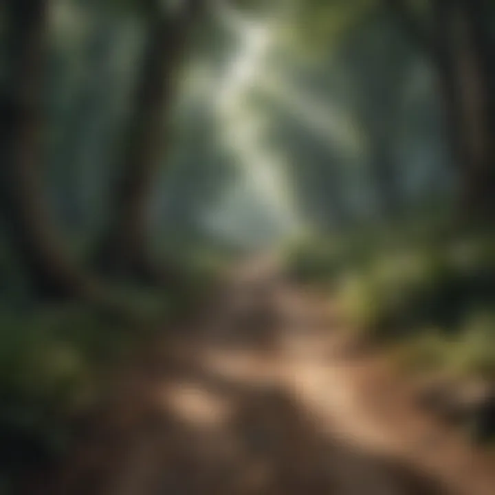 A path winding through a dense forest, representing the journey through sadness and toward emotional resilience.