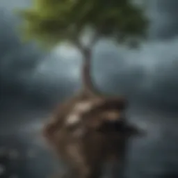 A symbolic representation of resilience in finance, featuring a sturdy tree amidst a storm.
