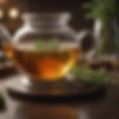 A diverse range of herbal teas steeping in delicate teapots