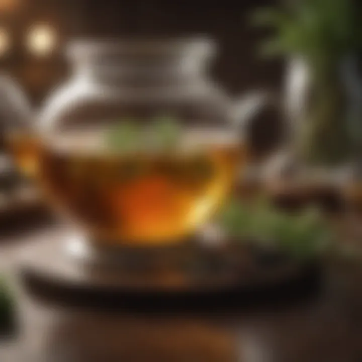 A diverse range of herbal teas steeping in delicate teapots