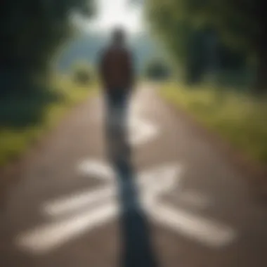 Person standing at a crossroads pondering different directions