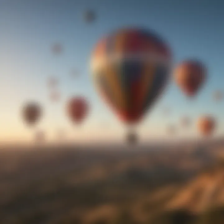Colorful hot air balloons soaring in a clear sky