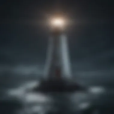 Guidance Through Darkness A lighthouse illuminating dark waters representing guidance