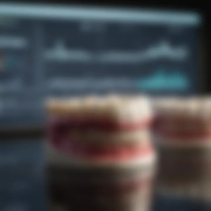 A detailed graph depicting market trends in the dental industry