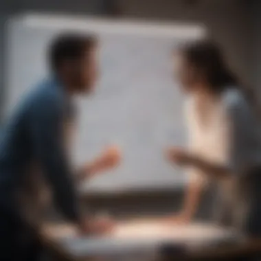 Collaborative Brainstorming Session Two partners brainstorming ideas on a whiteboard.