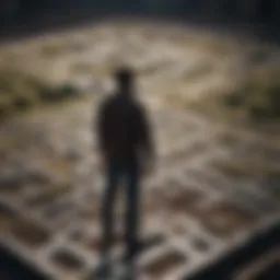A person standing at a crossroads, contemplating choices
