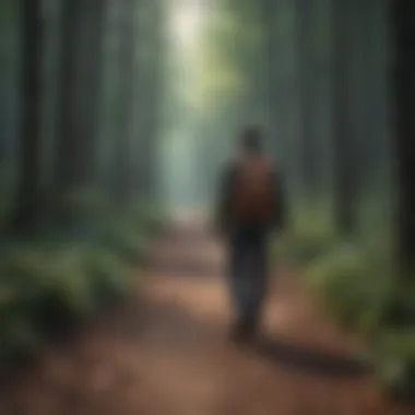 A peaceful path through the woods representing self-discovery