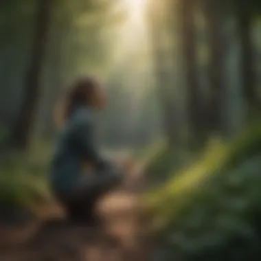 Embracing Mindfulness Serene figure practicing mindfulness in nature
