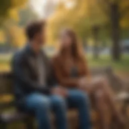 A serene couple sitting together in a park, reflecting on their relationship.