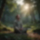 Person meditating in serene nature