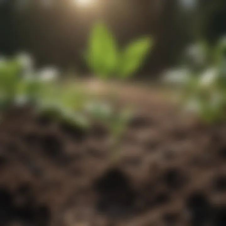 A close-up of a plant sprouting from the ground, highlighting resilience