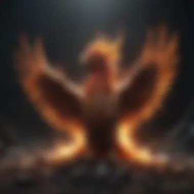 Illustration of a phoenix rising from ashes as a metaphor for overcoming self-doubt and emerging stronger