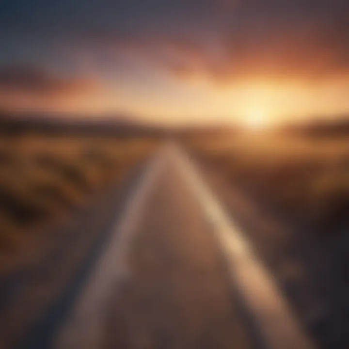 Symbolizing financial independence with a road leading to a bright horizon