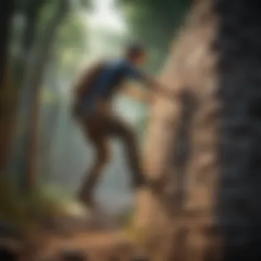 Overcoming Financial Barriers Illustration of overcoming barriers with a person climbing over obstacles