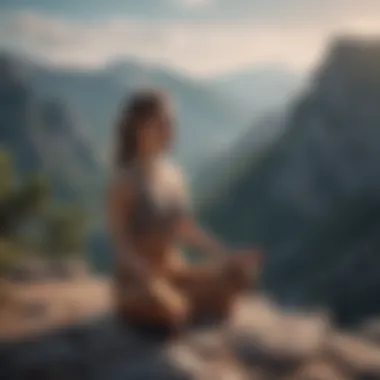 Person doing yoga on a serene mountaintop