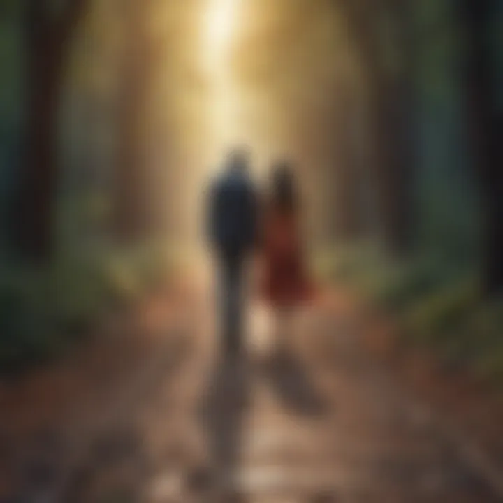 Abstract concept of journey towards love