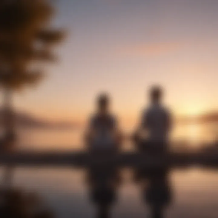 Couple Meditating by Sunset