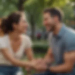 Couple laughing together in the park