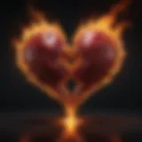 Illustration depicting two intertwined hearts surrounded by flames symbolizing rekindled passion