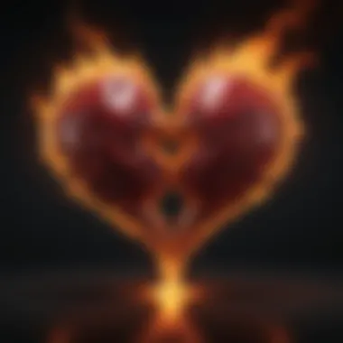 Illustration depicting two intertwined hearts surrounded by flames symbolizing rekindled passion