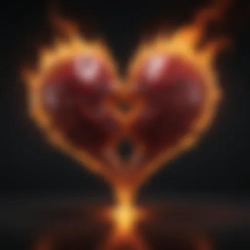 Illustration depicting two intertwined hearts surrounded by flames symbolizing rekindled passion