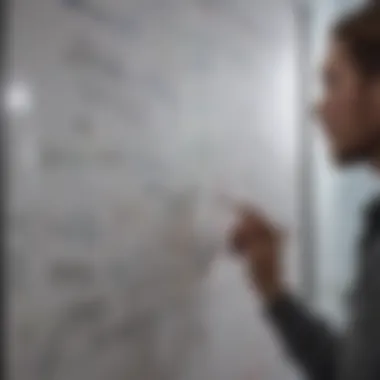 A person brainstorming ideas on a whiteboard