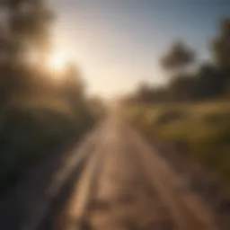 A serene path leading towards a bright horizon