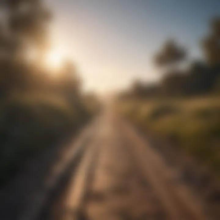 A serene path leading towards a bright horizon
