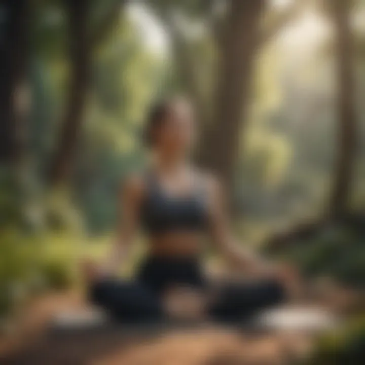 Person practicing yoga in serene nature setting