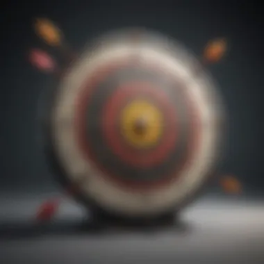 Hitting Your Goals Conceptual representation of a target with arrows hitting the bullseye