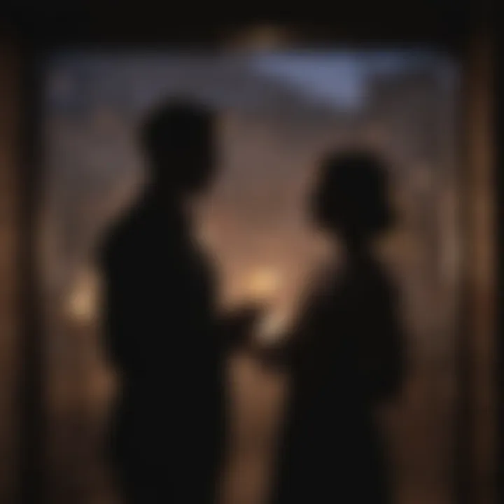 Silhouette of couple communicating in silhouette