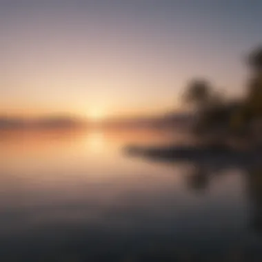 Morning sunrise over a calm body of water