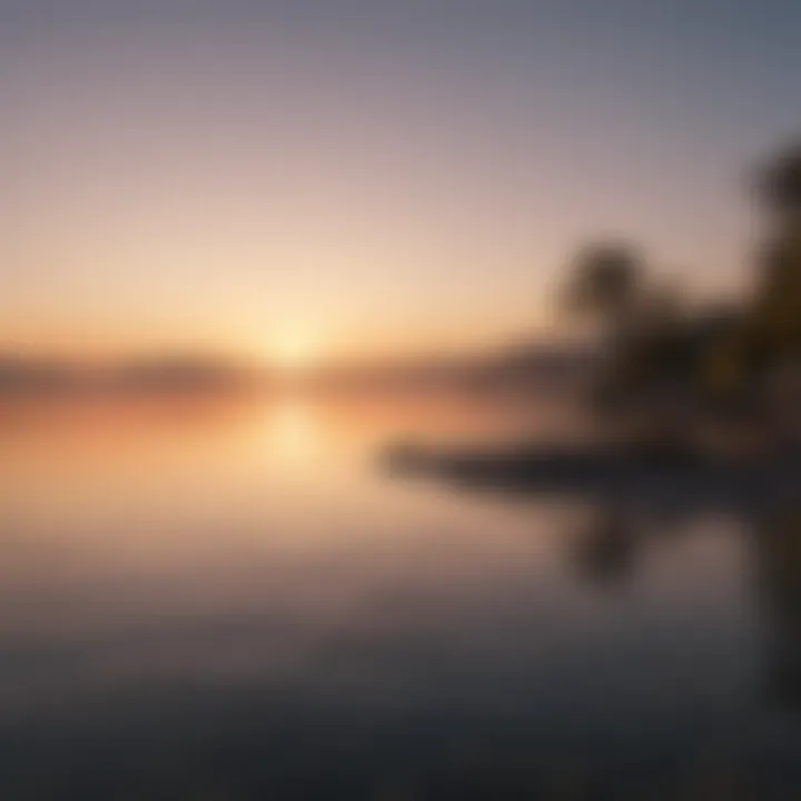 Morning sunrise over a calm body of water