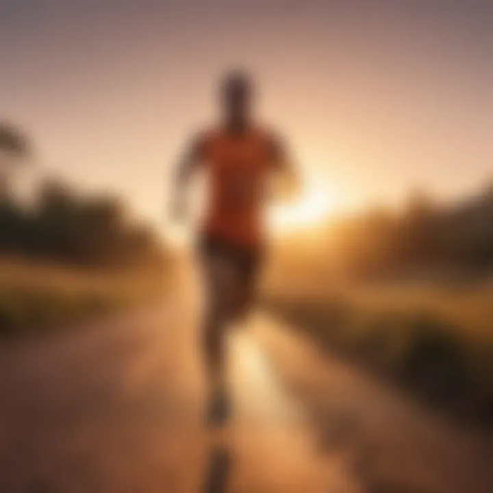 Runner sprinting against a beautiful sunrise backdrop