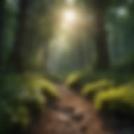Sunlight streaming through lush green forest