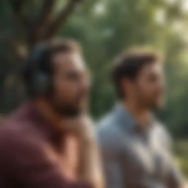 A serene setting depicting active listening in a conversation