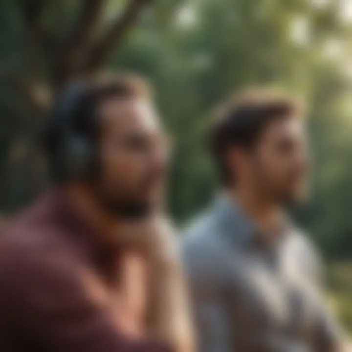 A serene setting depicting active listening in a conversation