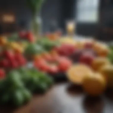 Nourishment for the Mind and Body A vibrant array of fruits and vegetables on a table