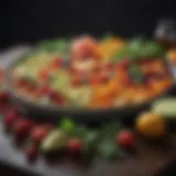 Colorful plate of fresh fruits and vegetables