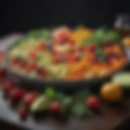 Colorful plate of fresh fruits and vegetables