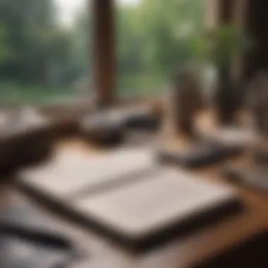 Journal and pen on a desk