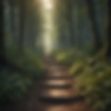 Illustration representing personal growth as a winding path through a forest