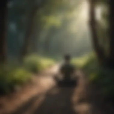 A person meditating in a tranquil environment