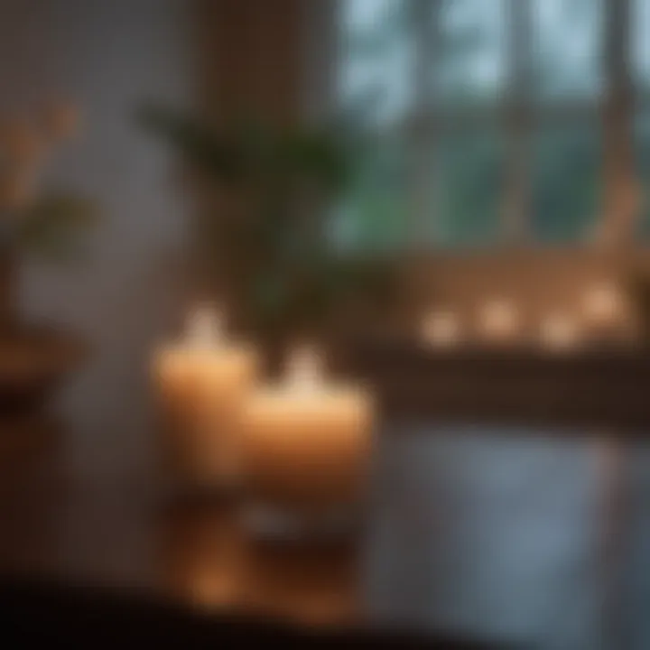 A tranquil meditation space with candles and soft lighting promoting mental well-being.