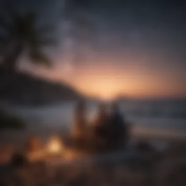 Couple enjoying a romantic beach picnic under the stars