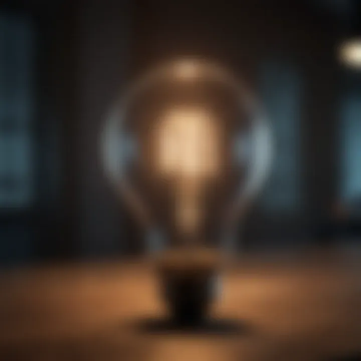 A light bulb illuminating dark surroundings, symbolizing insights